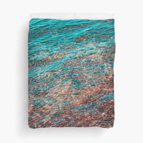 Mesmeric Layers and Patterns - Undersea in Rich Teal Turquoise Burnt Sienna and Umber Hues Duvet Cover