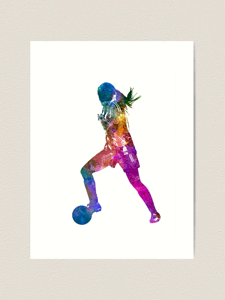 Girl playing soccer football player silhouette Leggings for Sale by  paulrommer