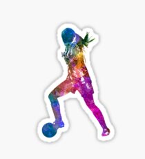Girl playing soccer football player silhouette Sticker
