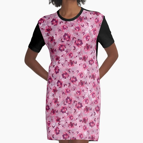 Roses in the Pink Graphic T-Shirt Dress