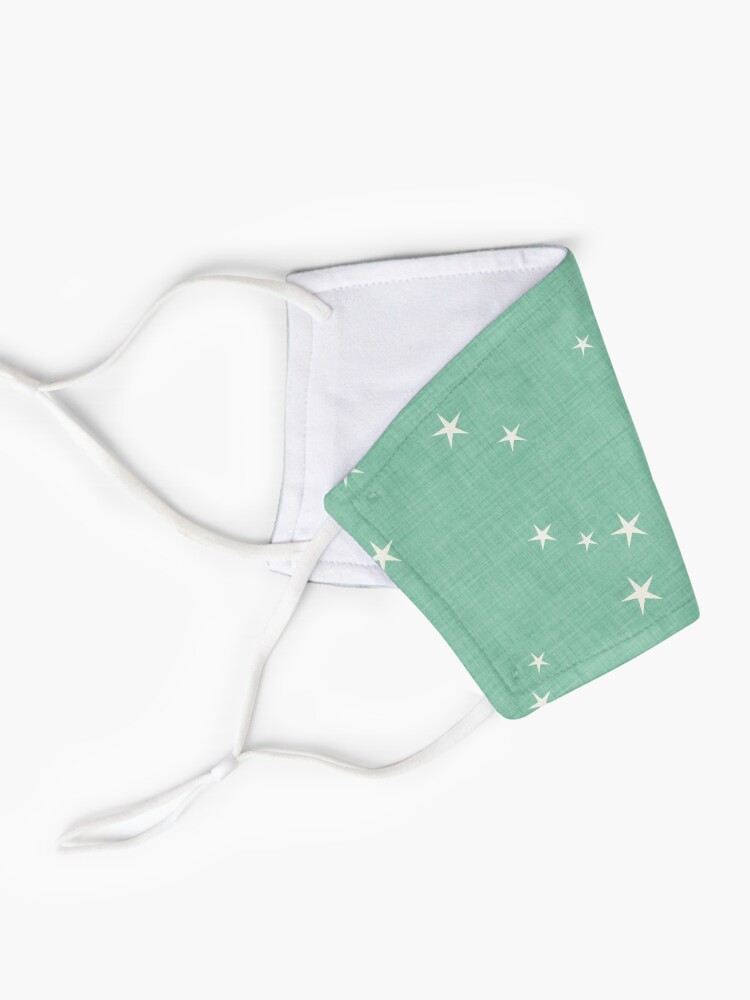 Alternate view of Green star with fabric texture - narwhal collection Mask