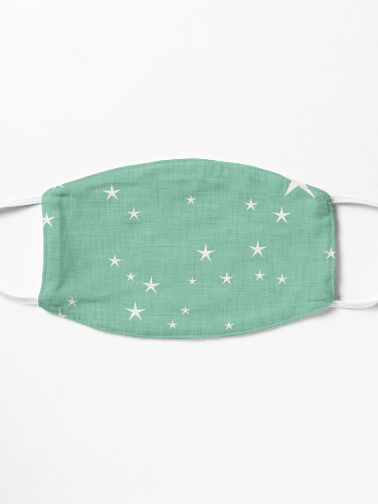 Alternate view of Green star with fabric texture - narwhal collection Mask
