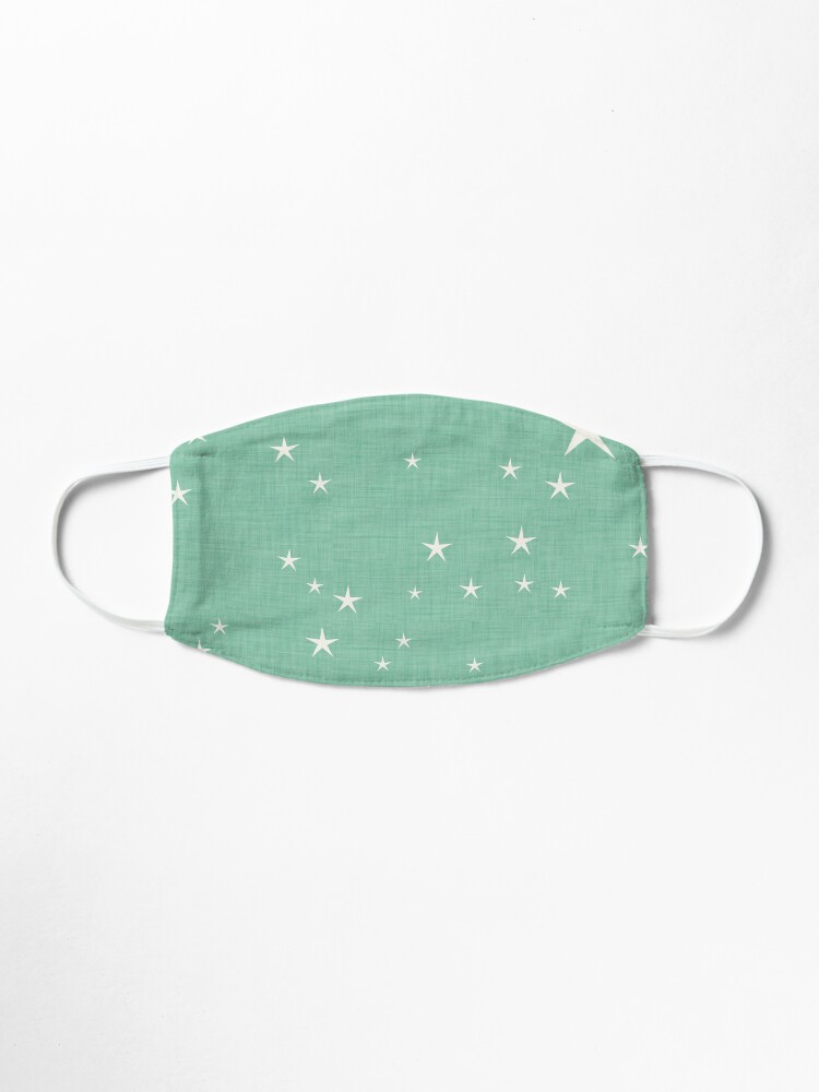 Alternate view of Green star with fabric texture - narwhal collection Mask