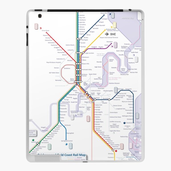 Brisbane And Gold Coast Train Tram And Ferry Map Ipad Case And Skin By