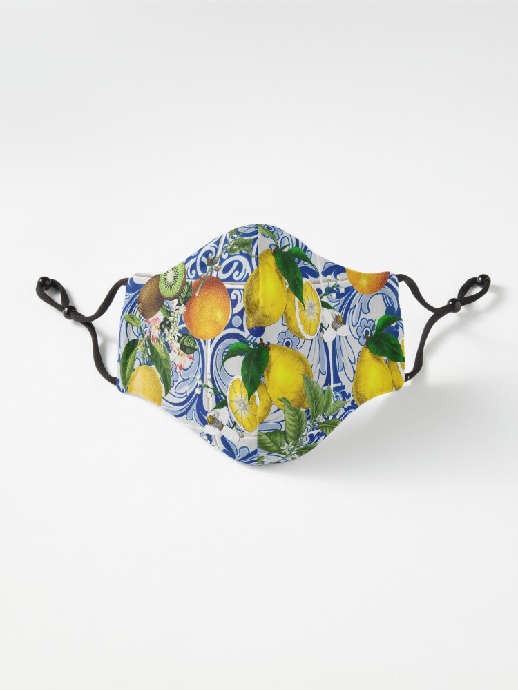 Mediterranean Lemon on Blue Ceramic Tiles Tote Bag for Sale by kapotka