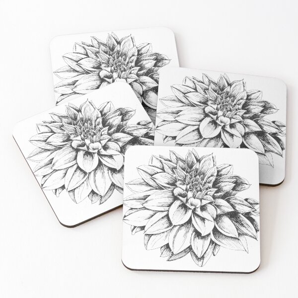 Item preview, Dahlia sketch in vintage botanical style designed and sold by TessaWareArt.