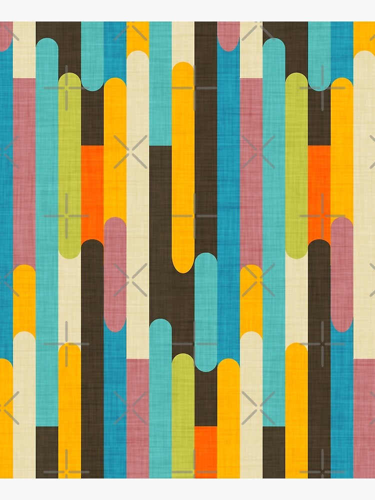 Retro Color Block Popsicle Sticks Blue by susycosta