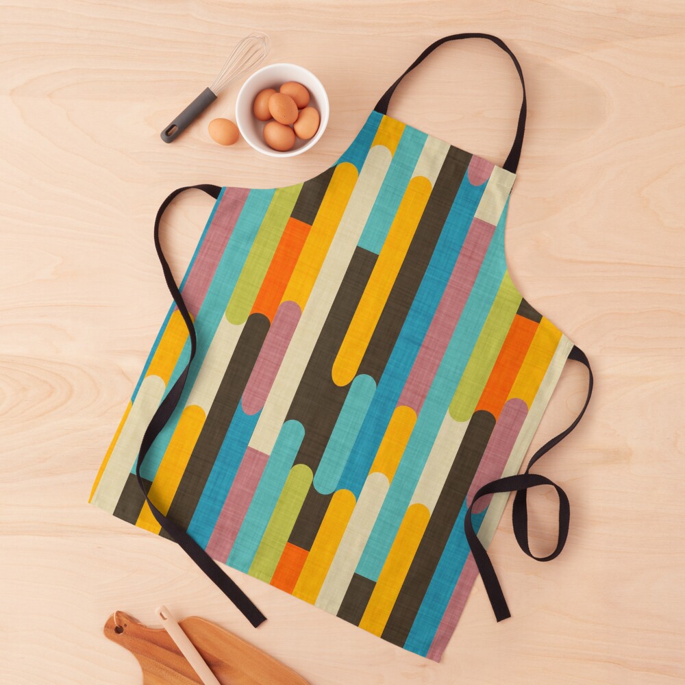 Retro Color Block Popsicle Sticks Blue Apron