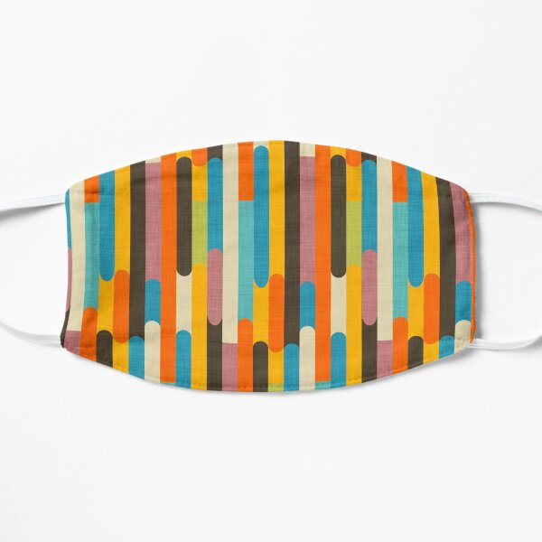 Retro Color Block Popsicle Sticks Orange Flat Mask
