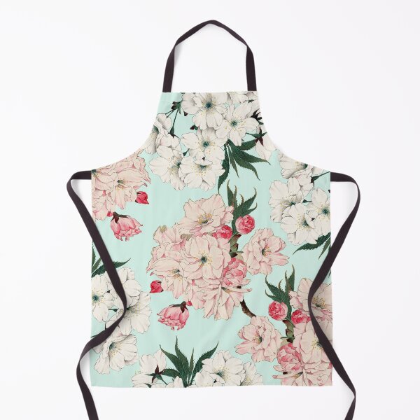 Item preview, Pink Cherry Blossom on blue background - floral print designed and sold by kapotka.