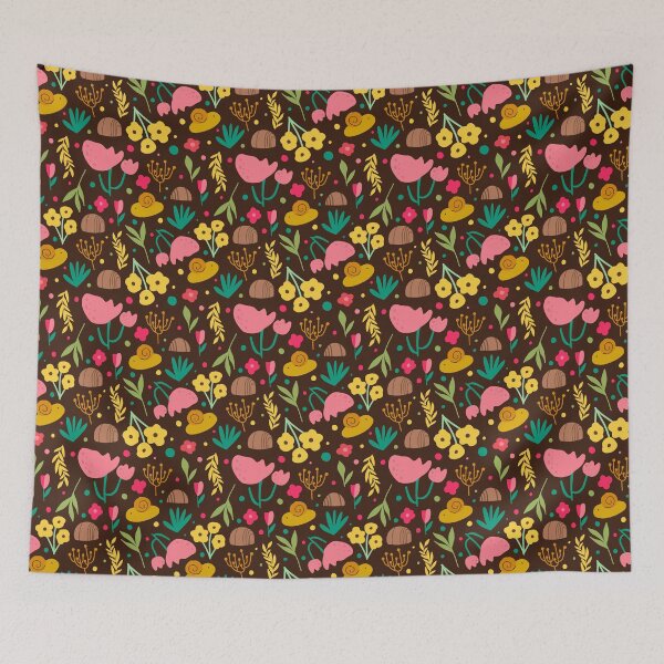 Item preview, snails and flowers in brown designed and sold by printmesomecolo.