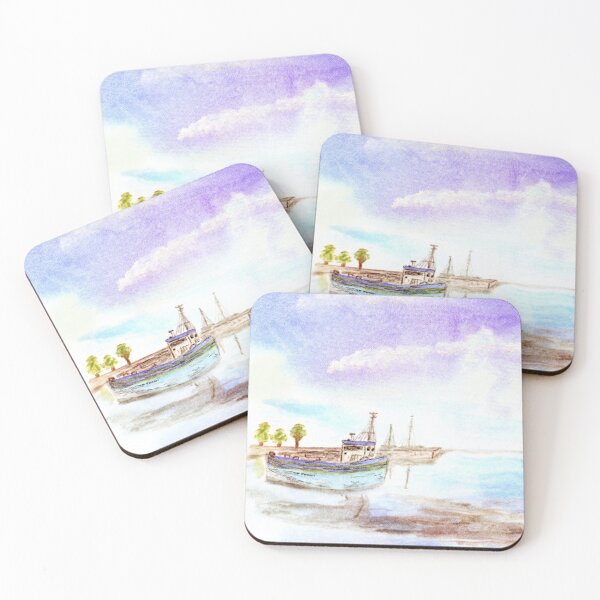 Item preview, Fishing cutter in the harbor designed and sold by wunderfamily.