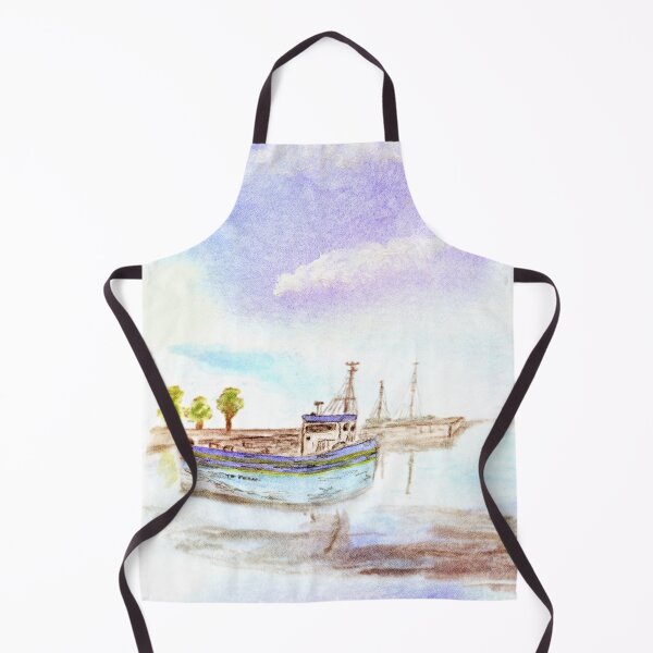 Item preview, Fishing cutter in the harbor designed and sold by wunderfamily.