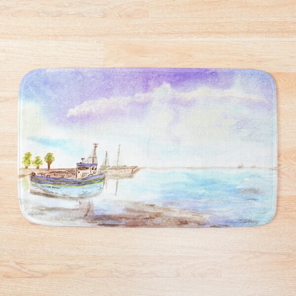 Item preview, Fishing cutter in the harbor designed and sold by wunderfamily.