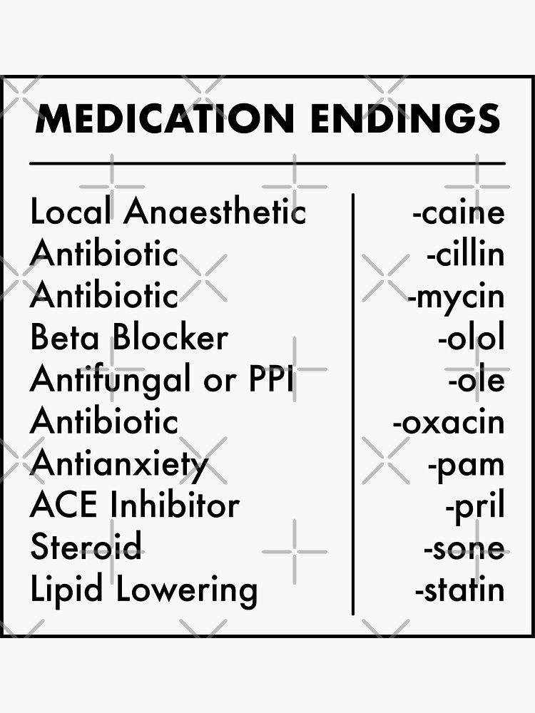 "Copy of Medication Endings" Sticker for Sale by Marcuswong Redbubble