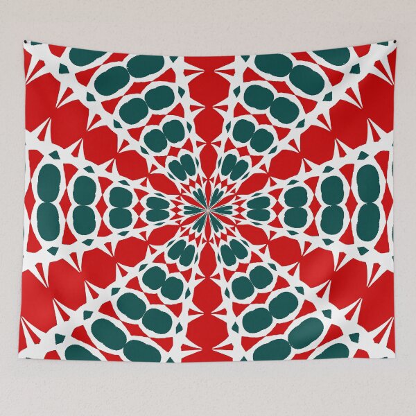 Item preview, Red Black White Abstract Kaleidoscope Pattern designed and sold by taiche.