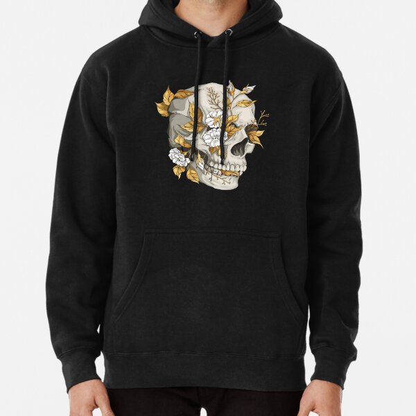 FLORAL SKULLS HAND DRAWN Pullover Hoodie