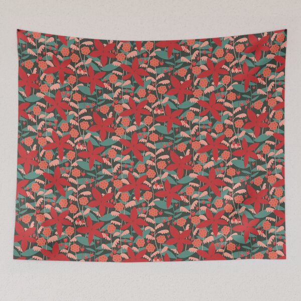 Item preview, Lovely holiday flower pattern with poinsettias designed and sold by PawlickinDog.