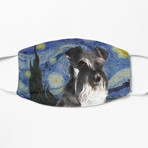 Miniature Schnauzer Mini Schnauzer Dog Art Starry Night Van Gogh Miniature Schnauzer Dog Print Mask
