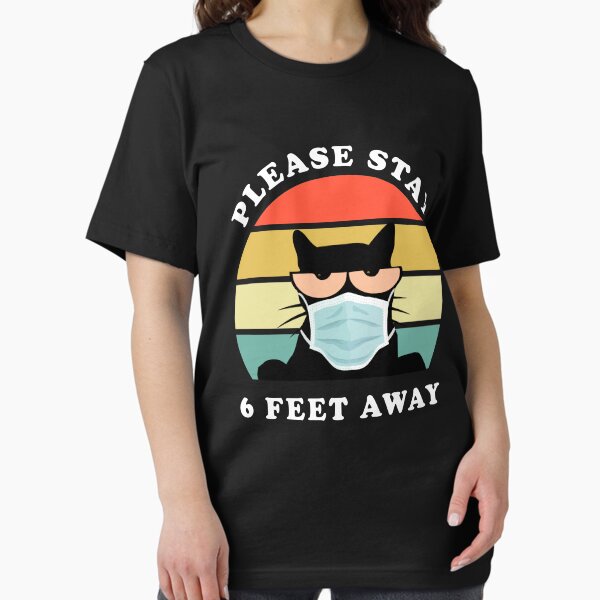 Item preview, Please Stay 6 Feet Away Black Cat Mask Social Distancing designed and sold by fourstripes.