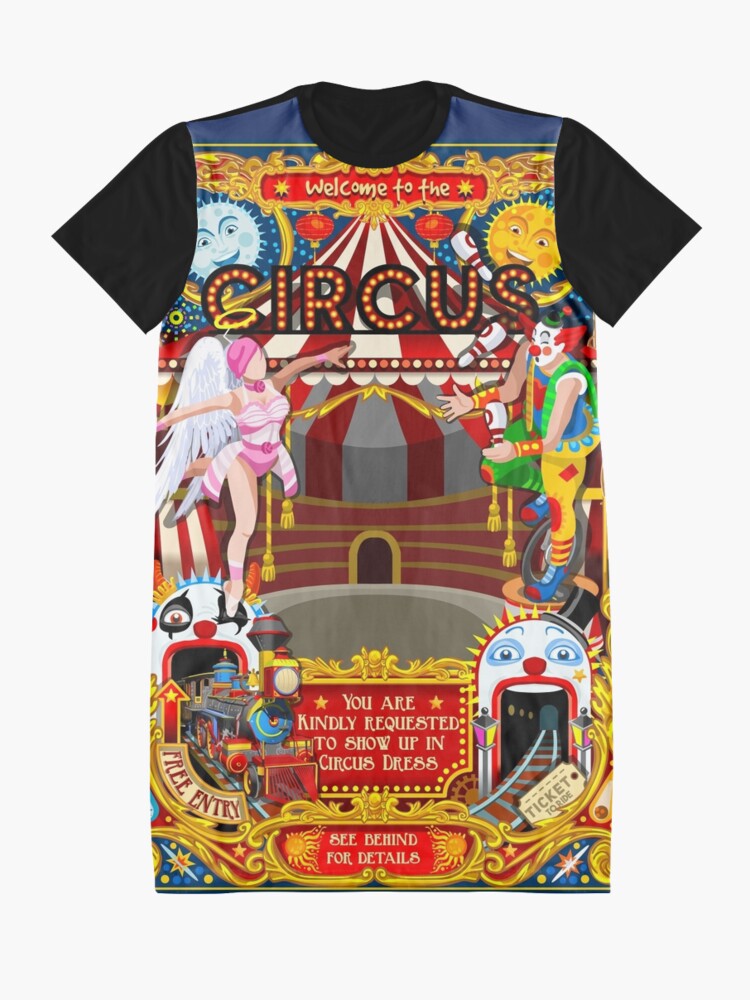 Thumbnail 3 of 5, Graphic T-Shirt Dress, Carnival Circus Amusement Family Theme Park Illustration designed and sold by aurielaki.