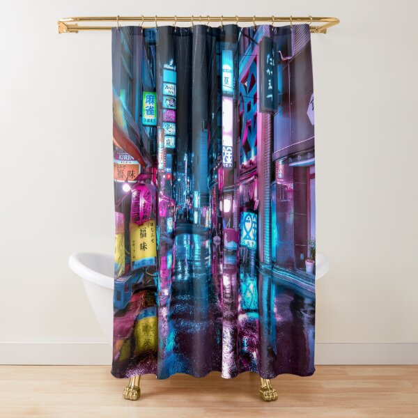 Tokyo at Night - Shimbashi Shower Curtain