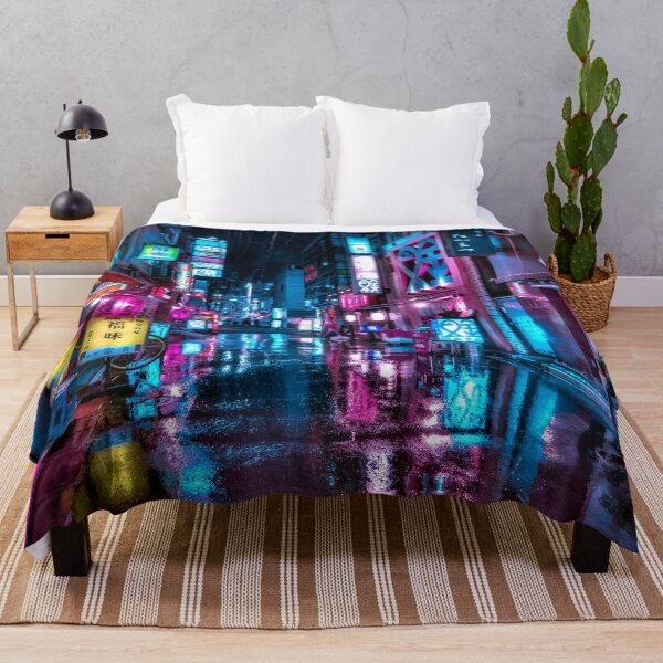 Tokyo at Night - Shimbashi Throw Blanket