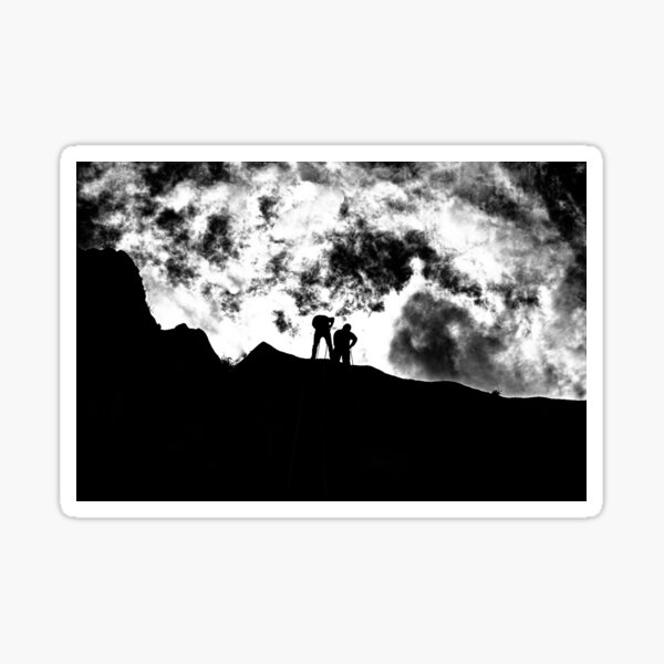 People in a thrilling rappel with adrenaline Sticker
