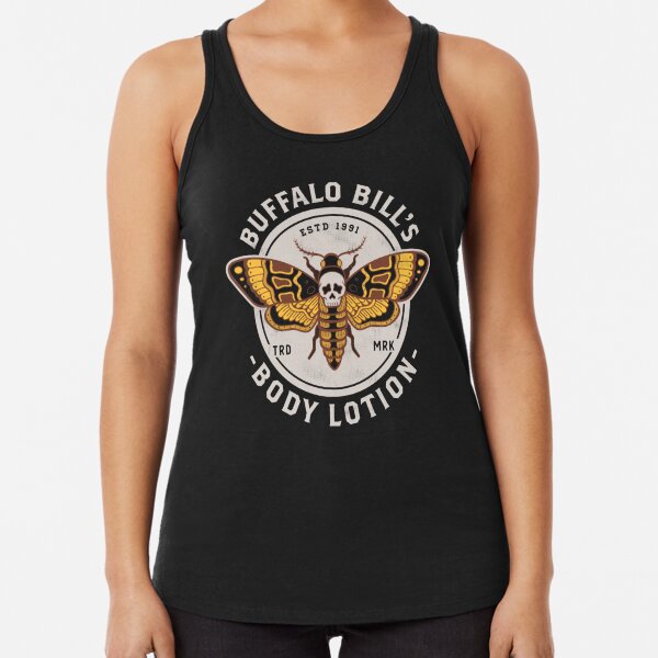 Loción corporal Buffalo Bill's - Death's Head Moth - Horror - Diseño vintage apenado Camiseta con espalda nadadora