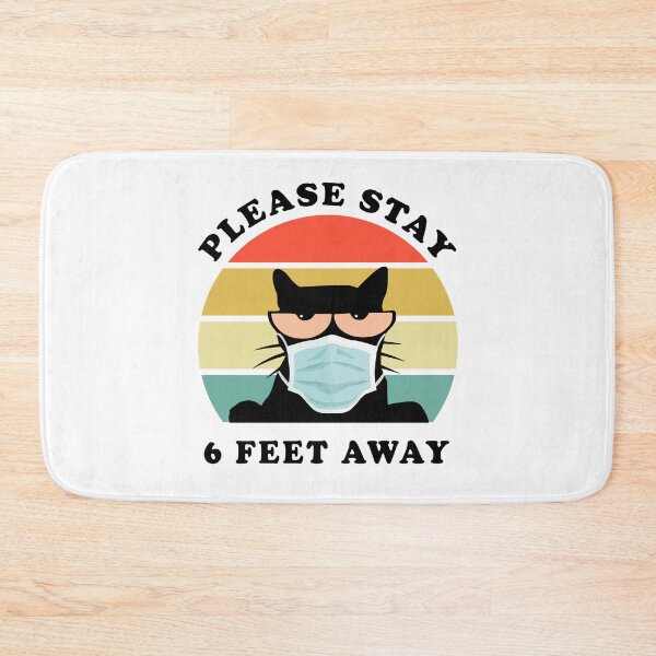 Item preview, Please Stay 6 Feet Away Black Cat Mask Social Distancing designed and sold by fourstripes.