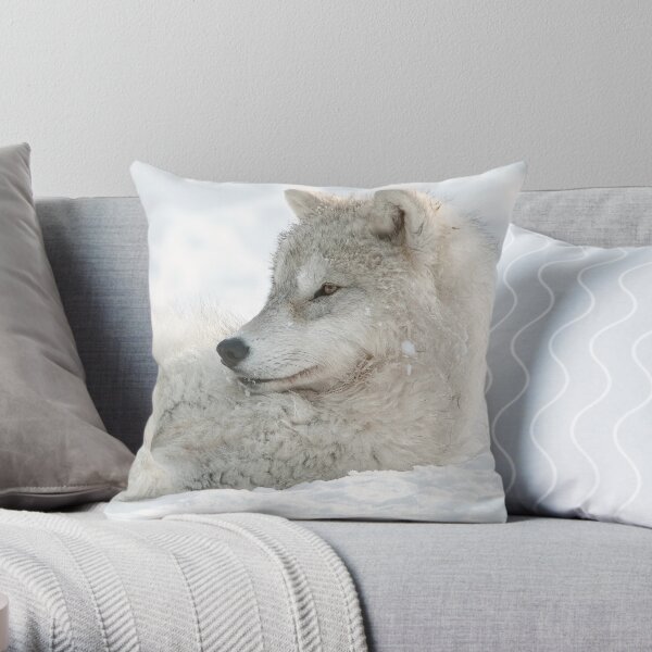 Arctic Wolf Pup Throw Pillow