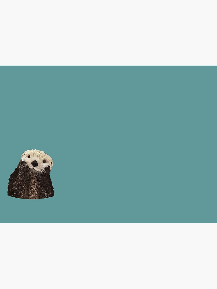 Cute Sea Otter on Teal Solid. Minimalist. Coastal. Adorable. by kierkegaard