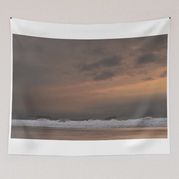 Item preview, Rhossili Beach on Gower on a very windy evening with white waves crashing up the beach.  designed and sold by Cameranick.