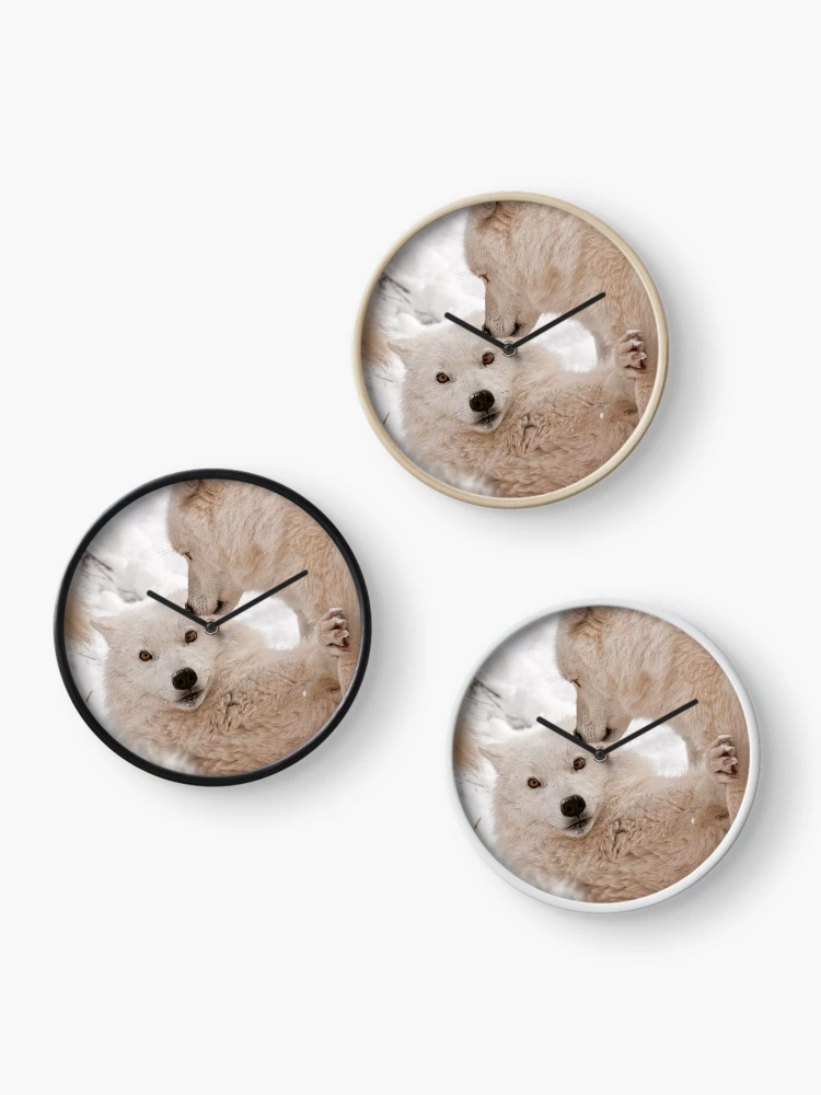 Thumbnail 3 of 4, Clock, Arctic Wolves designed and sold by WolvesOnly.