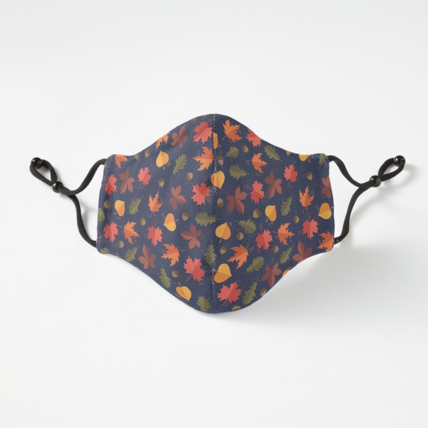 Autumn Leaves Pattern Deep Blue Fitted 3-Layer