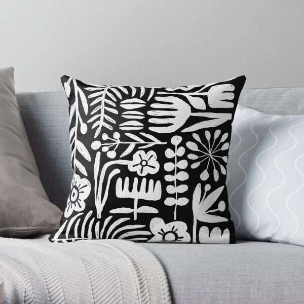Astrid - black and white Throw Pillow
