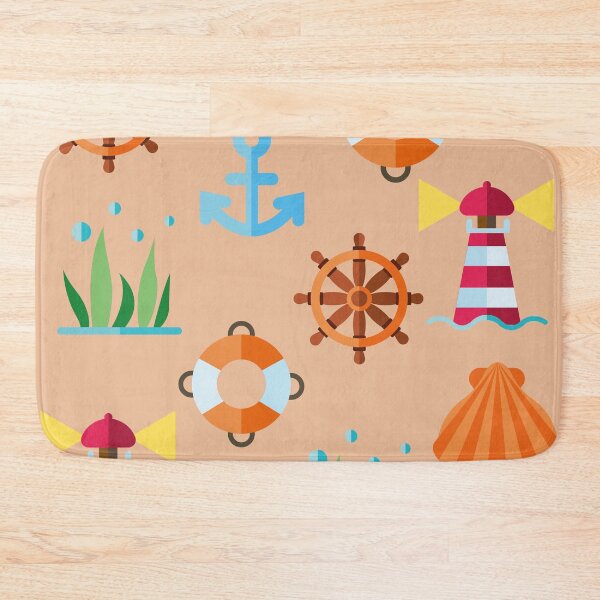 Item preview, Ocean Bathmat Beach Things Orange  designed and sold by JessyDesigns.