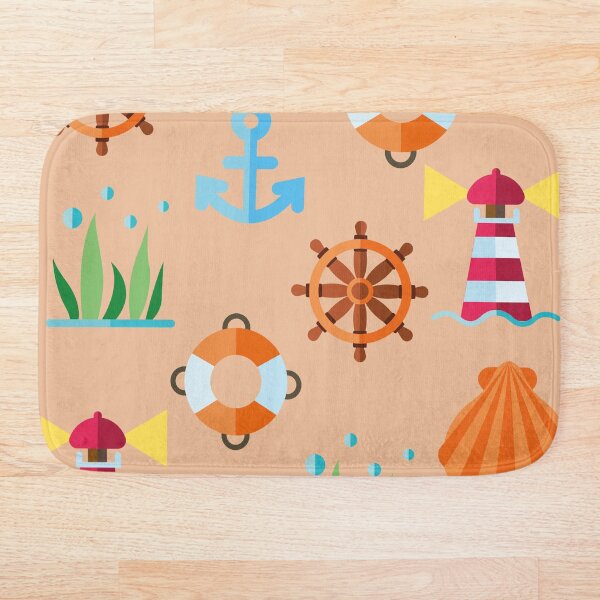 Item preview, Ocean Bathmat Beach Things Orange  designed and sold by JessyDesigns.