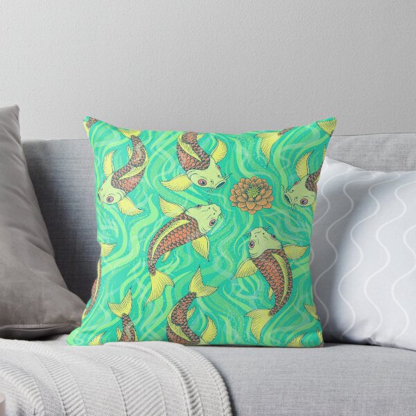 Traditional Japanese Fancy Carp or Koi pattern.  Throw Pillow