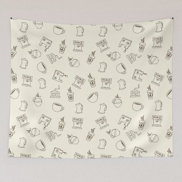 Item preview, Doodle coffee pattern designed and sold by BartZet.