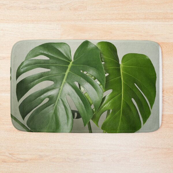 Item preview, Monstera leaves Tropical leaf art on green grey background designed and sold by milkasweet.