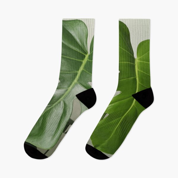 Item preview, Monstera leaves Tropical leaf art on green grey background designed and sold by milkasweet.