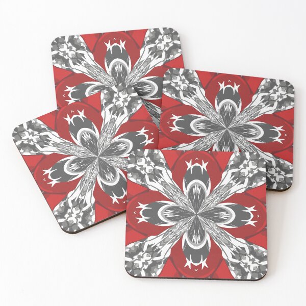 Item preview, Red Black Grey and White Kaleidoscope Pattern designed and sold by taiche.