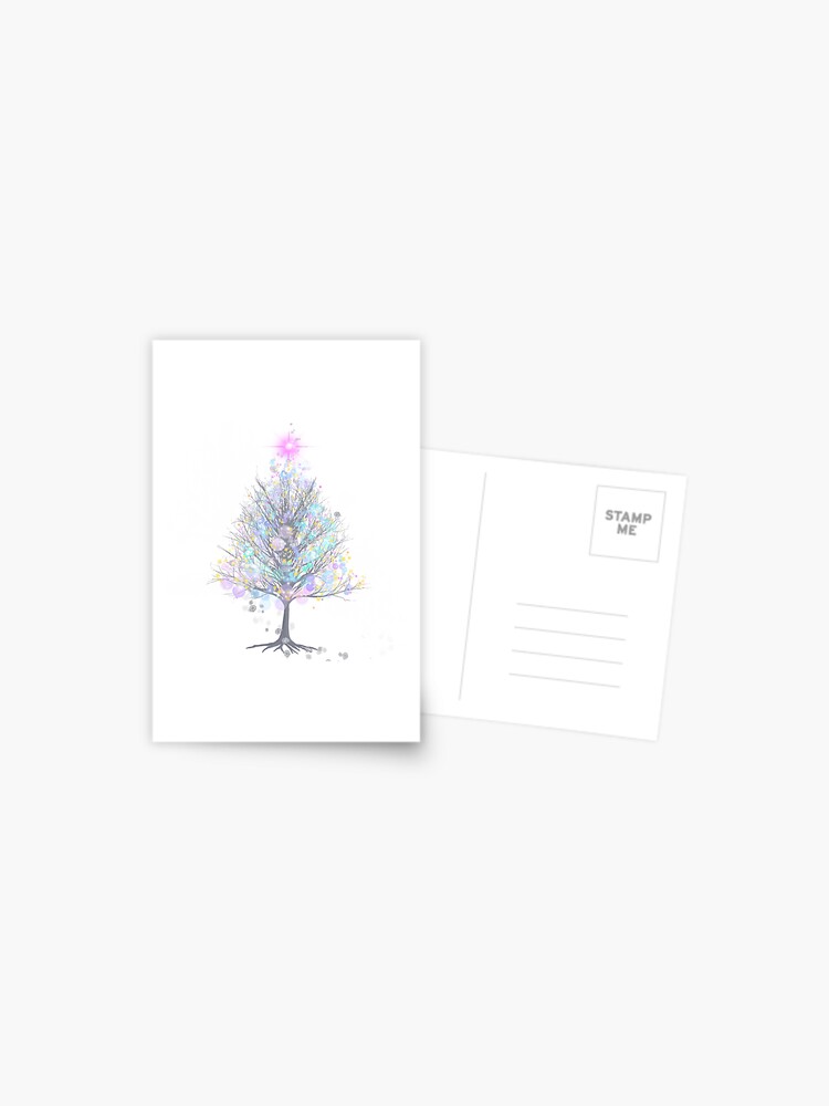 Pastell Beleuchteter Weihnachtsbaum Fur Farbige Hintergrunde Postkarte Von Applezz13 Redbubble