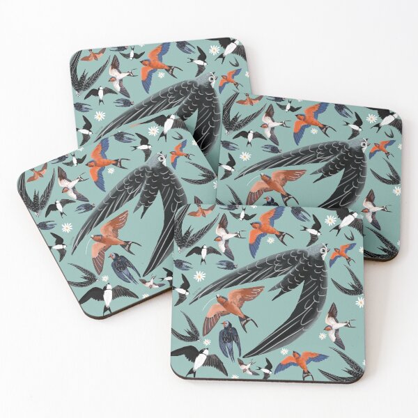 Item preview, Swallows and swift pattern (Turquoise) designed and sold by belettelepink.