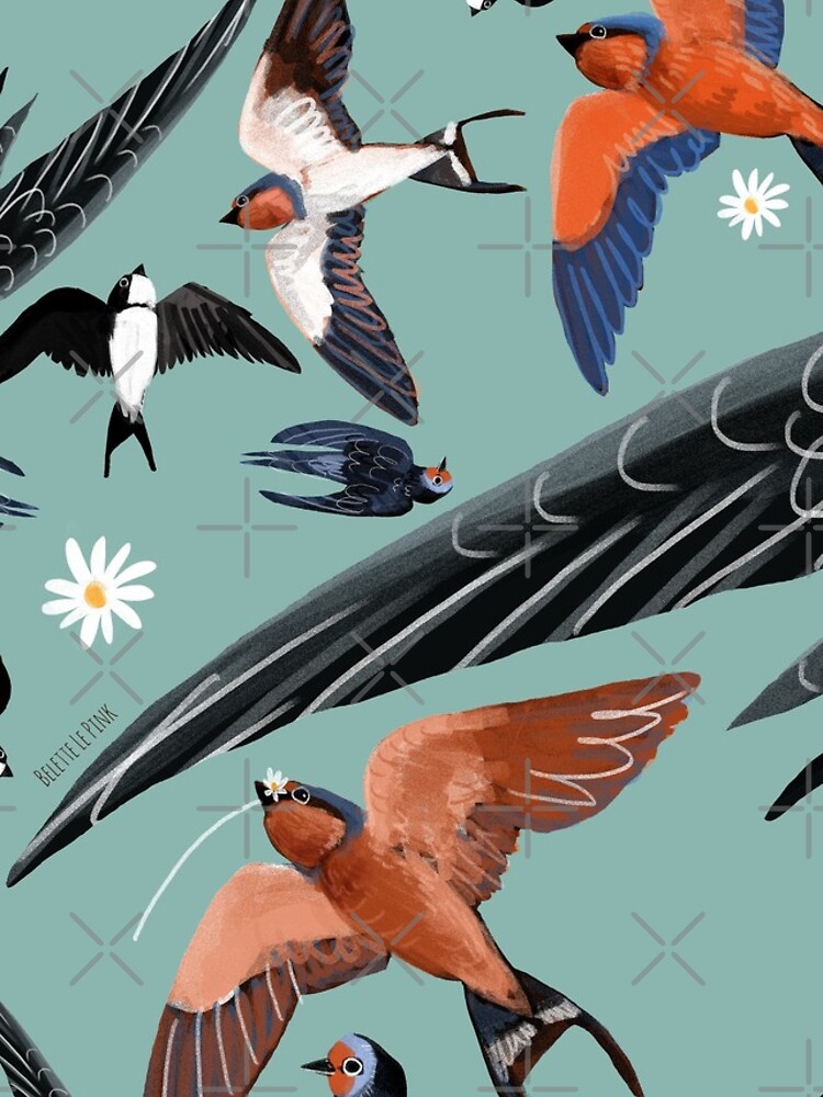 Swallows and swift pattern (Turquoise) de belettelepink