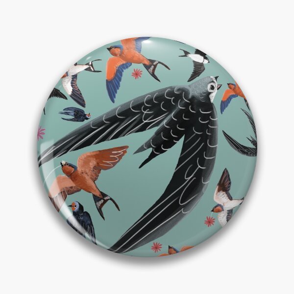 Item preview, Swallows and swift pattern (Turquoise) designed and sold by belettelepink.