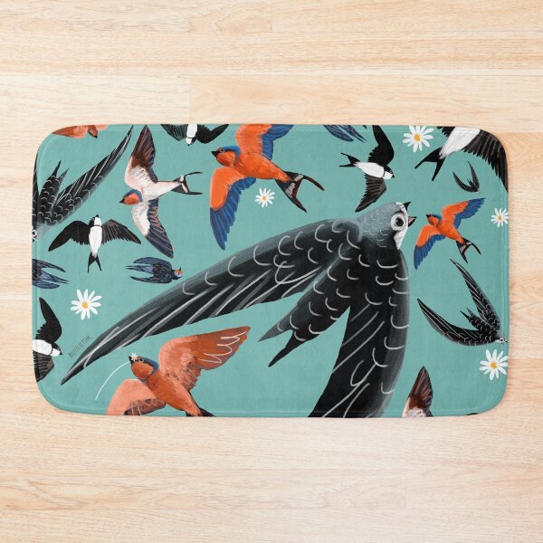 Item preview, Swallows and swift pattern (Turquoise) designed and sold by belettelepink.