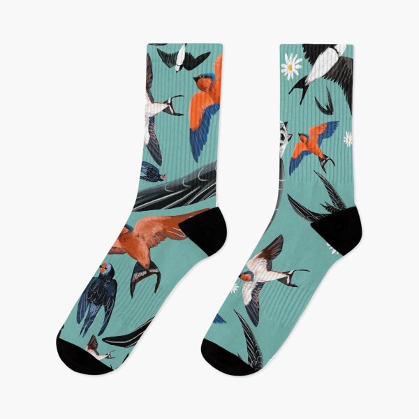 Item preview, Swallows and swift pattern (Turquoise) designed and sold by belettelepink.