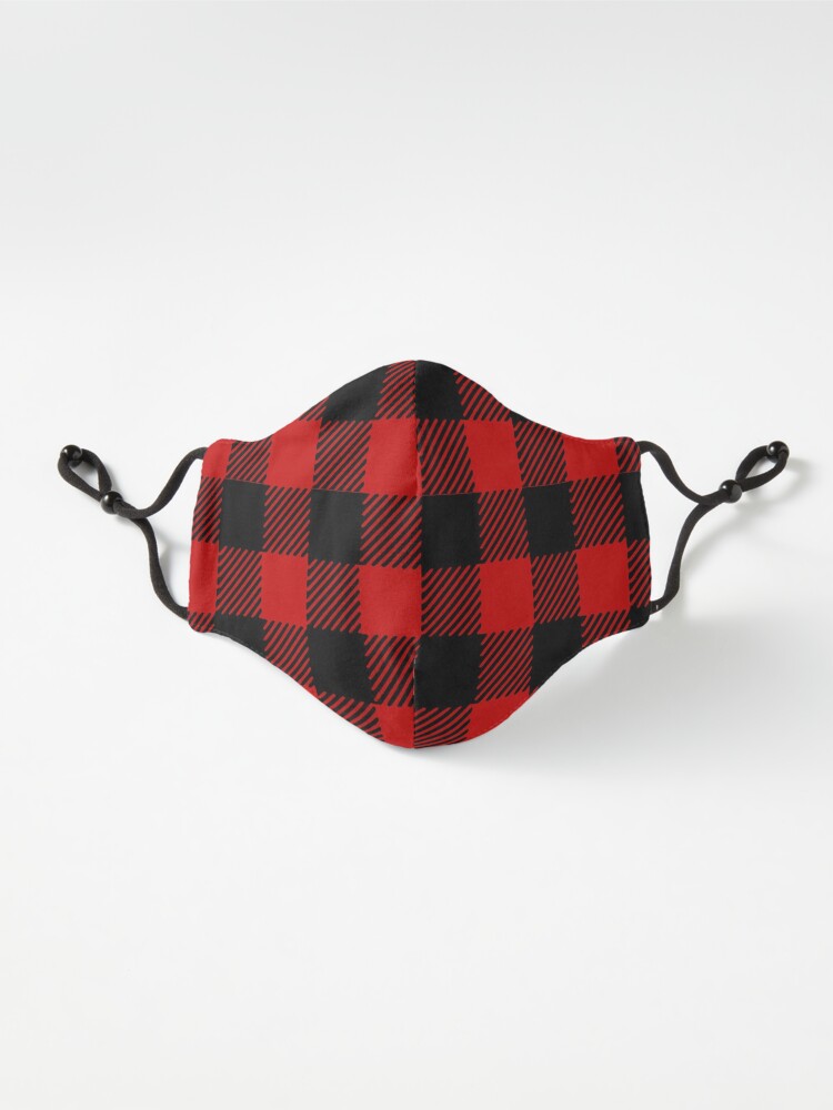 Alternate view of Red plaid pattern Mask